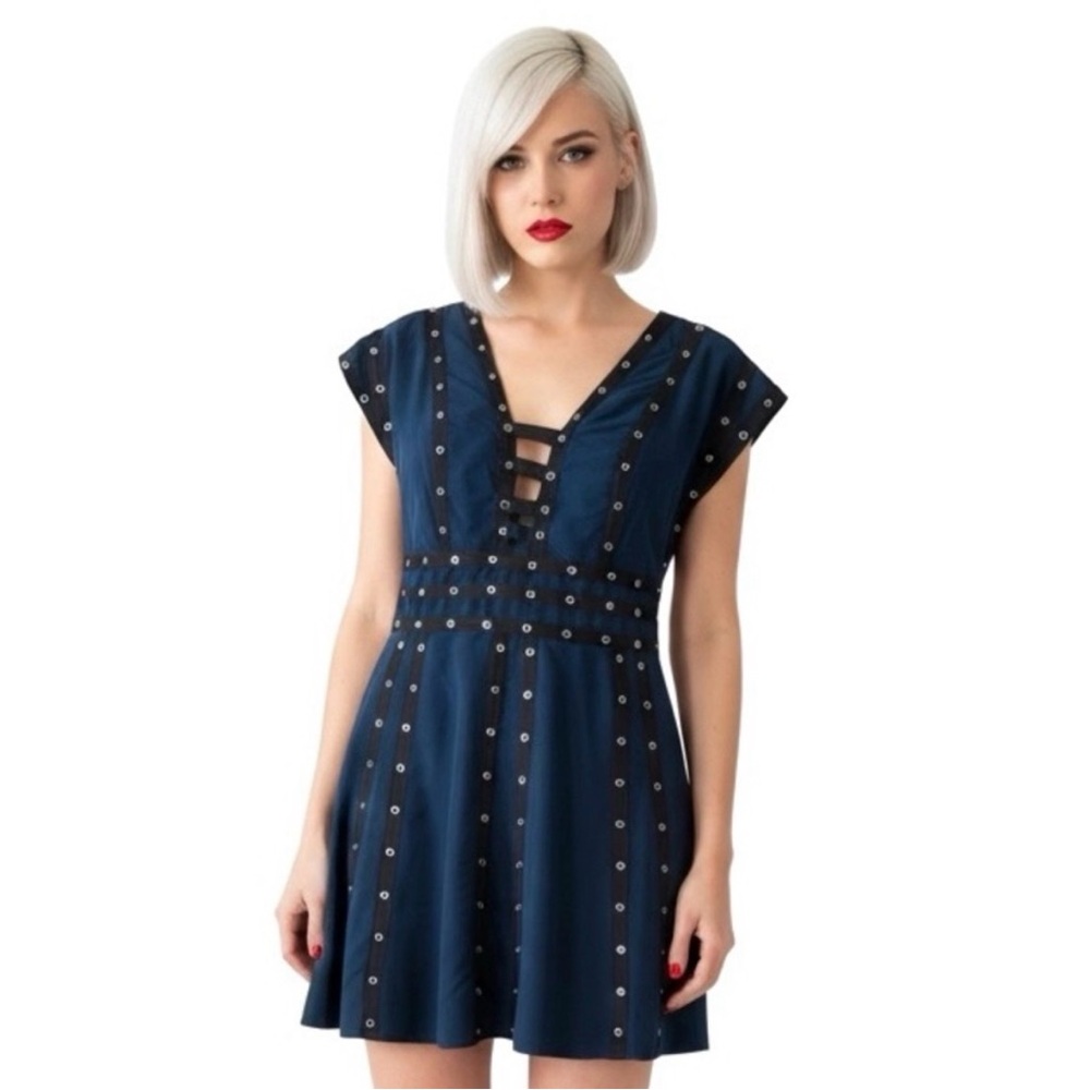 Zac Posen for Target Y2K Navy Black Snap Fit & Flare Mini Dress